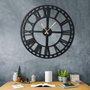 Wallity WATCH-038 Reloj de Pared Decorativo de Metal Negro 70 x 70 cm